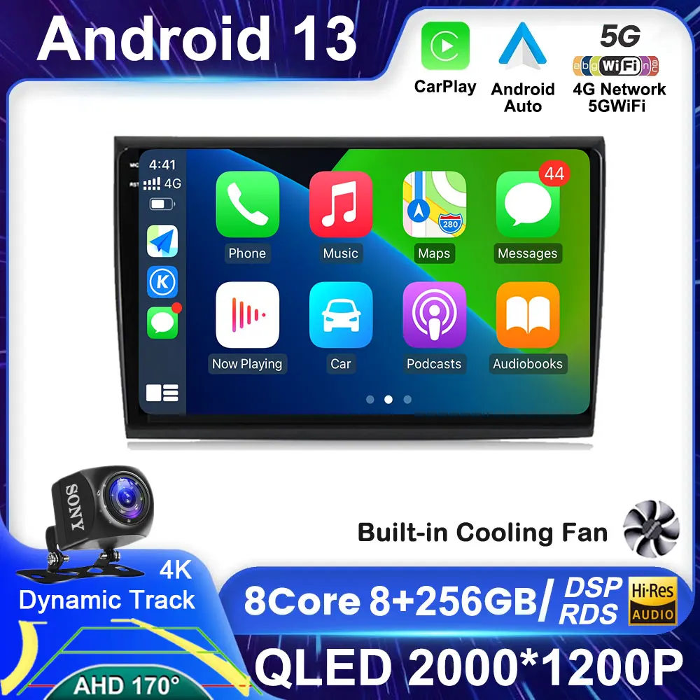 

Автомагнитола на Android 13 для Fiat Bravo 2007, 2008, 2009, 2010, 2011, 2012, автомобильное радио, аудио, мультимедийный видеоплеер, Carplay, GPS-навигация, DSP 2 Din