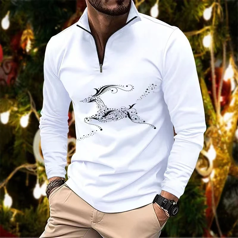 

Рубашка-поло мужская с длинным рукавом, однотонная Повседневная на молнии, с отложным воротником, весна-Зима 2023