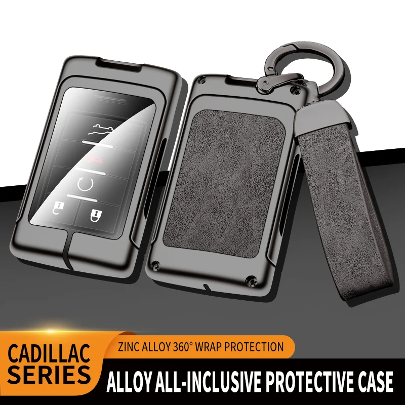 

New Zinc Alloy+Leather+TPU Car Key Case Bag For Cadillac XTS SLS CTS SRX Escalade XLR Accessories