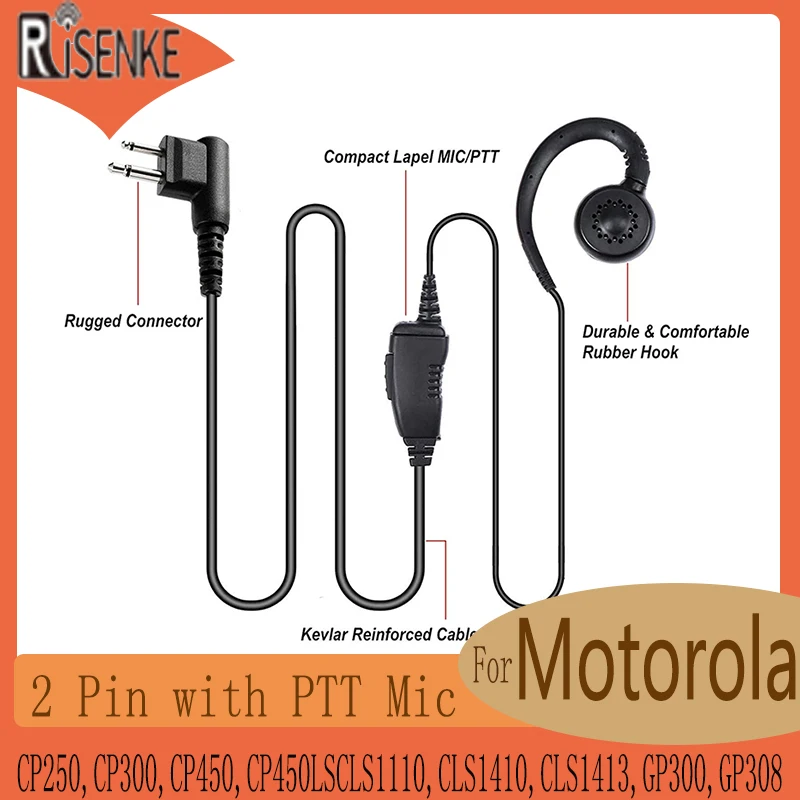 Two Way Radio Headset Walkie Talkie Earpiece with Mic for  Motorola CP250,CP300,CP450,CP450LSCLS1110,CLS1410,CLS1413,GP300,GP308