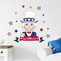 independence day uncle sam sticker diy window bedroom study living room background decoration scene wall static stickers 2535cm