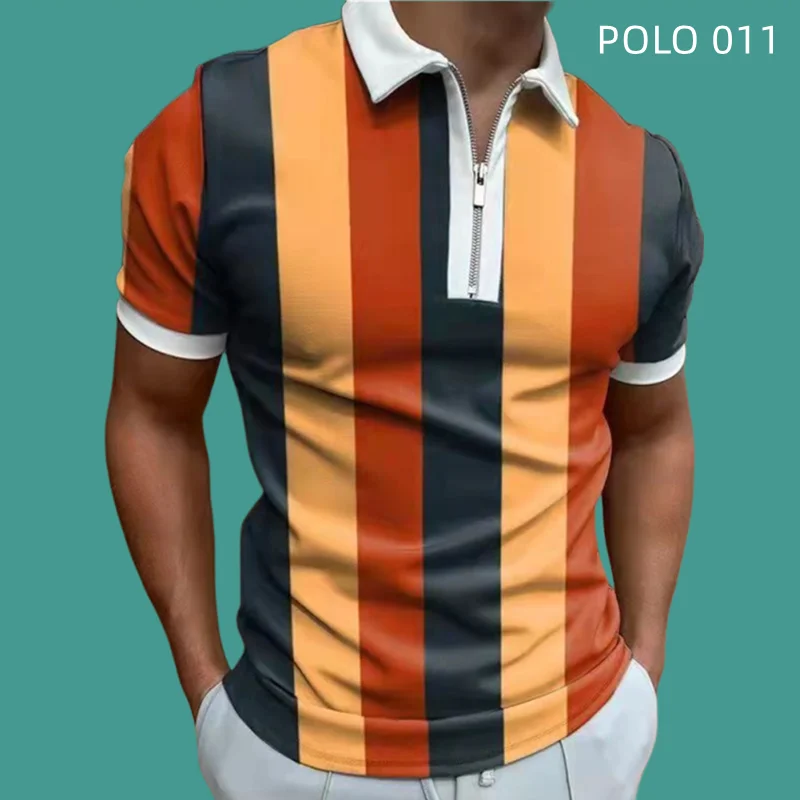 European And American Spring/summer New POLO Shirt Zipper Knit Jacquard Men's T-shirt Tops Korean Fashion Clothing Men Clothing