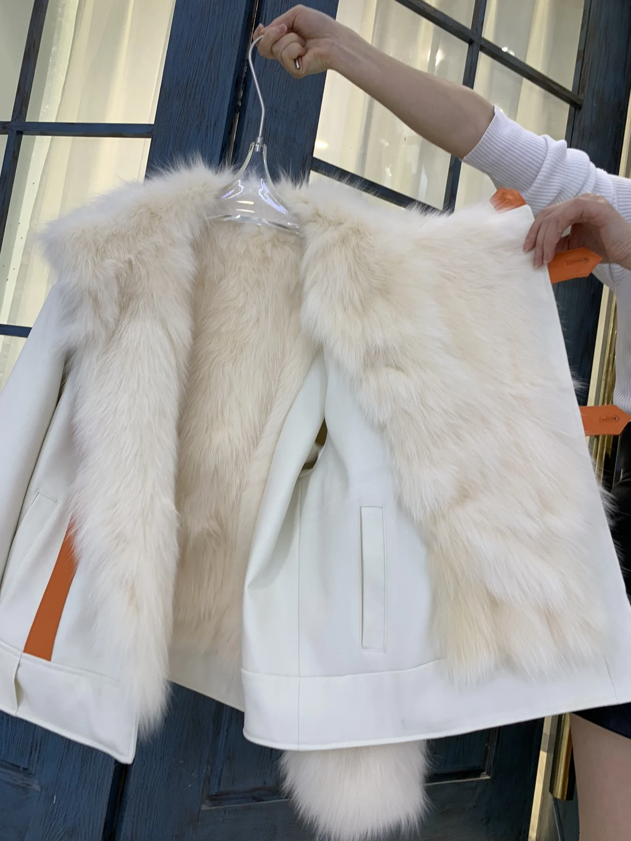 Women's Winter Mid-Length Double-Sided Wear Warm Parker Korean Style Contrast Color Thick Long Sleeve Real Fox Fur Overcoat 2022