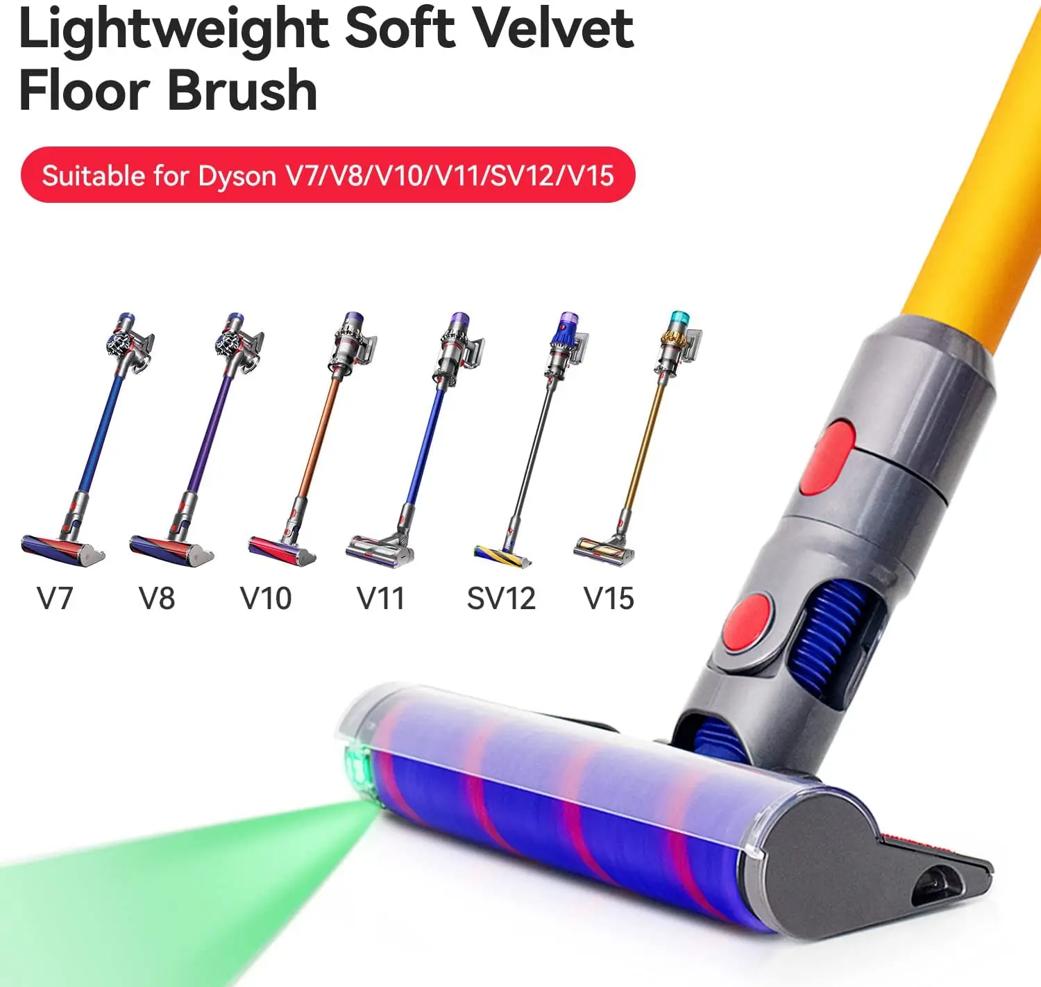 Soft Slim Roller Brush Head For Dyson V7 V8 V10 V11 SV12 V15 Cordless Stick Vacuum Cleaners Hardwood Floor Attachment