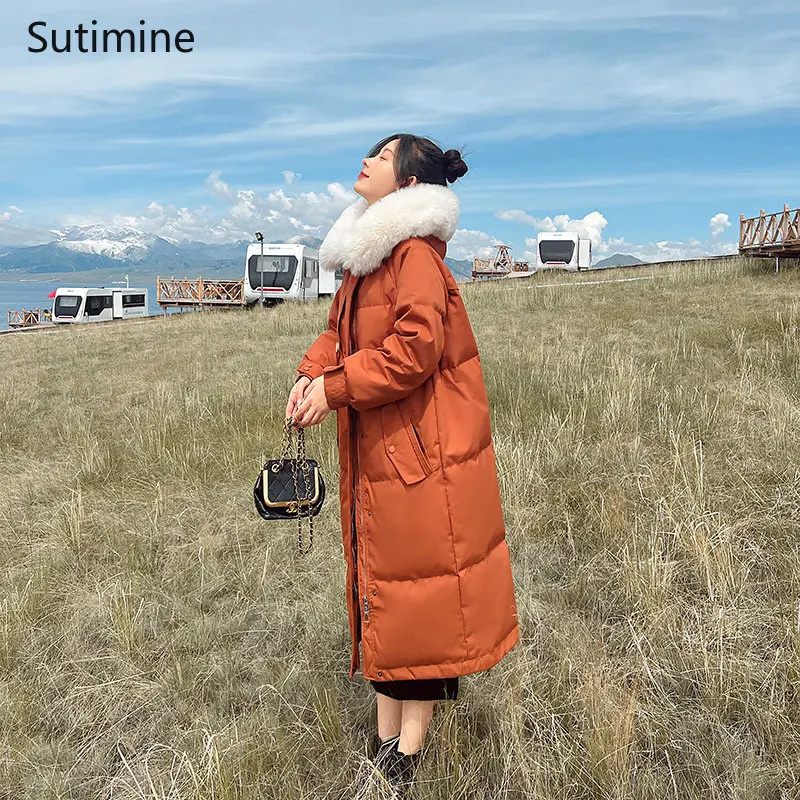 Women's Cotton Padded Jacket with Large Wool Collar Loose Zipper Winter Coat for Women Hooded Coat Women Winter 2022