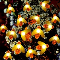 waterproof outdoor cute honey bee led fairy string lights usbbattery powered christmas garland lights for garden fence patio