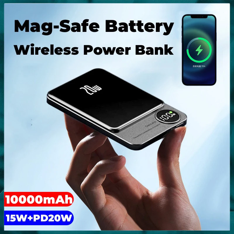 

10000mAh Magnetic Wireless Power Bank Macsafe Powerbank 20W Fast Charger For Magsafe iPhone 12 13 14 External Auxiliary Battery