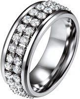 richsteel 8mm stainless steel cubic zirconia fidget spinner ring for men women wedding band rings size 7 14