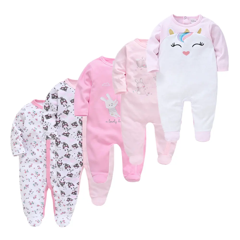 Пижама для новорожденных девочек и мальчиков, пижама из 100% хлопка, одежда для малышей с длинным рукавом, 3/5 шт. Комбинезоны, Одежда для младенцев, пижамные комбинезоны
