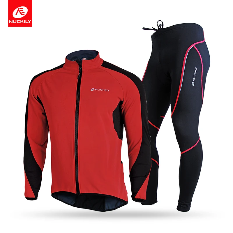 

NUCKILY Winter-Autumn Men’s Bicycle Cycling Jersey Suits Long-Sleeve Windproof Thermal MTB Pro Bike Team Reflective Jacket Sets
