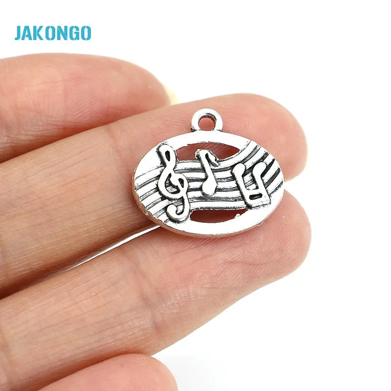 

10pcs Antique Silver Plated Vintage Music Note Charms Pendants for Jewelry Making DIY Handmade 18x20mm