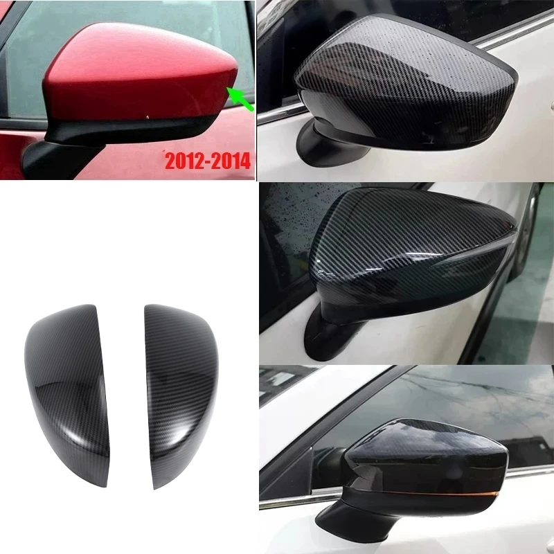

1 Pair Rearview Caps Trim Car Rear View Caps Trim Door Mirror Carbon Fiber Look Cover ABS Side For Mazda CX-5 CX5 2012 -2014