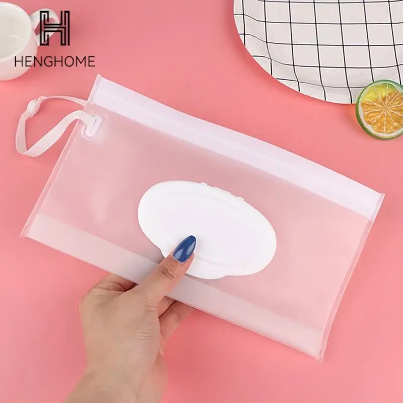 

1pc Portable Cartoon Baby Kids Wet Wipes Clutch Carrying Bag Wet Paper Tissue Container Dispenser Snap-strap Pouch Light Weight