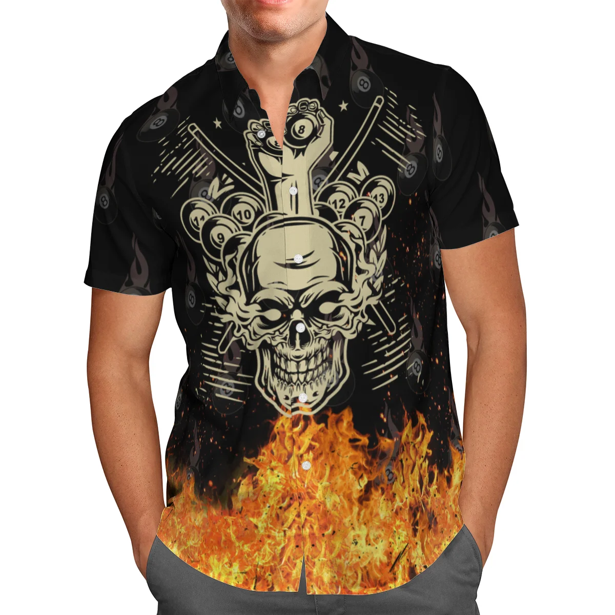 

Harajuku Colorful Skulls Punk Hawaii Camisas Hipster 3D Printing Cool Leisure Men Short Sleeve Shirt Streetwear Camisetas S-670