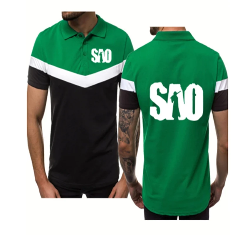 

NEW Fashion Summer Men's polo shirt SAO Logo Printing Splicing Casual short sleeve Cotton High Quality Men's tops