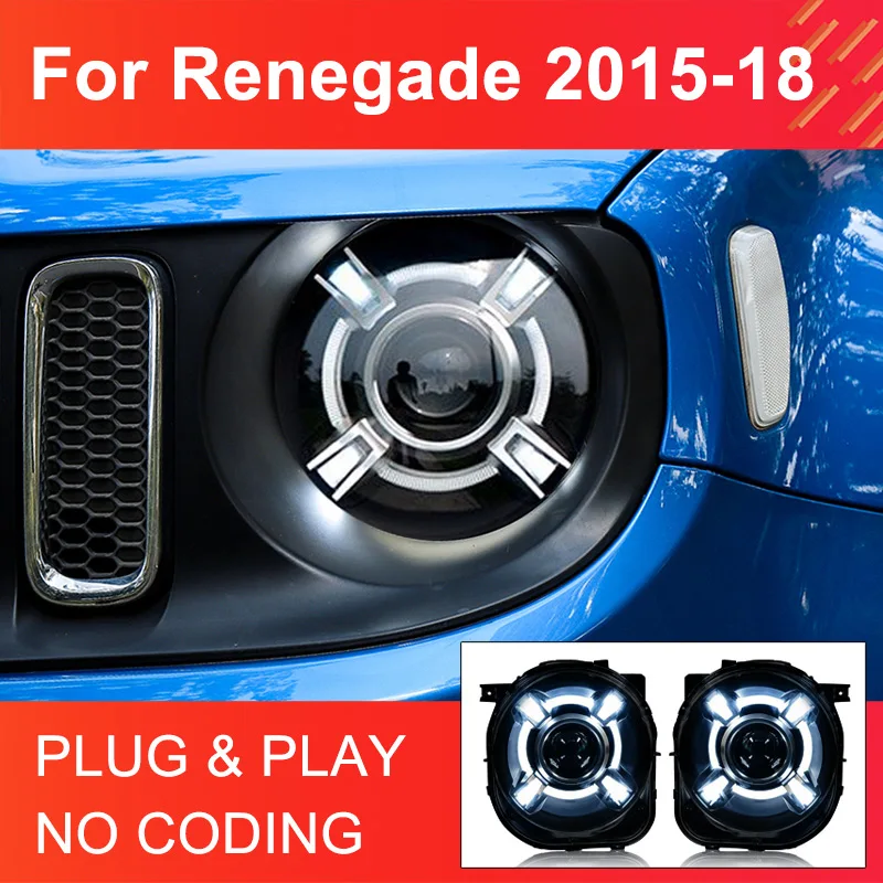 

Автомобильные фары в сборе для JEEP Renegade 2015-2018, фары «Включай и работай», Ксеноновые фары DRL, передние фары