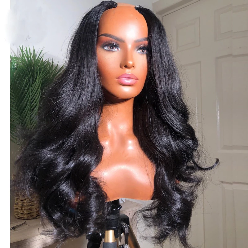 

24 inch Long Deep Free Part Body Wave Black U Part Wig Brazilian Human Hair Wigs For Women with Baby Hair Glueless U Shape Wig