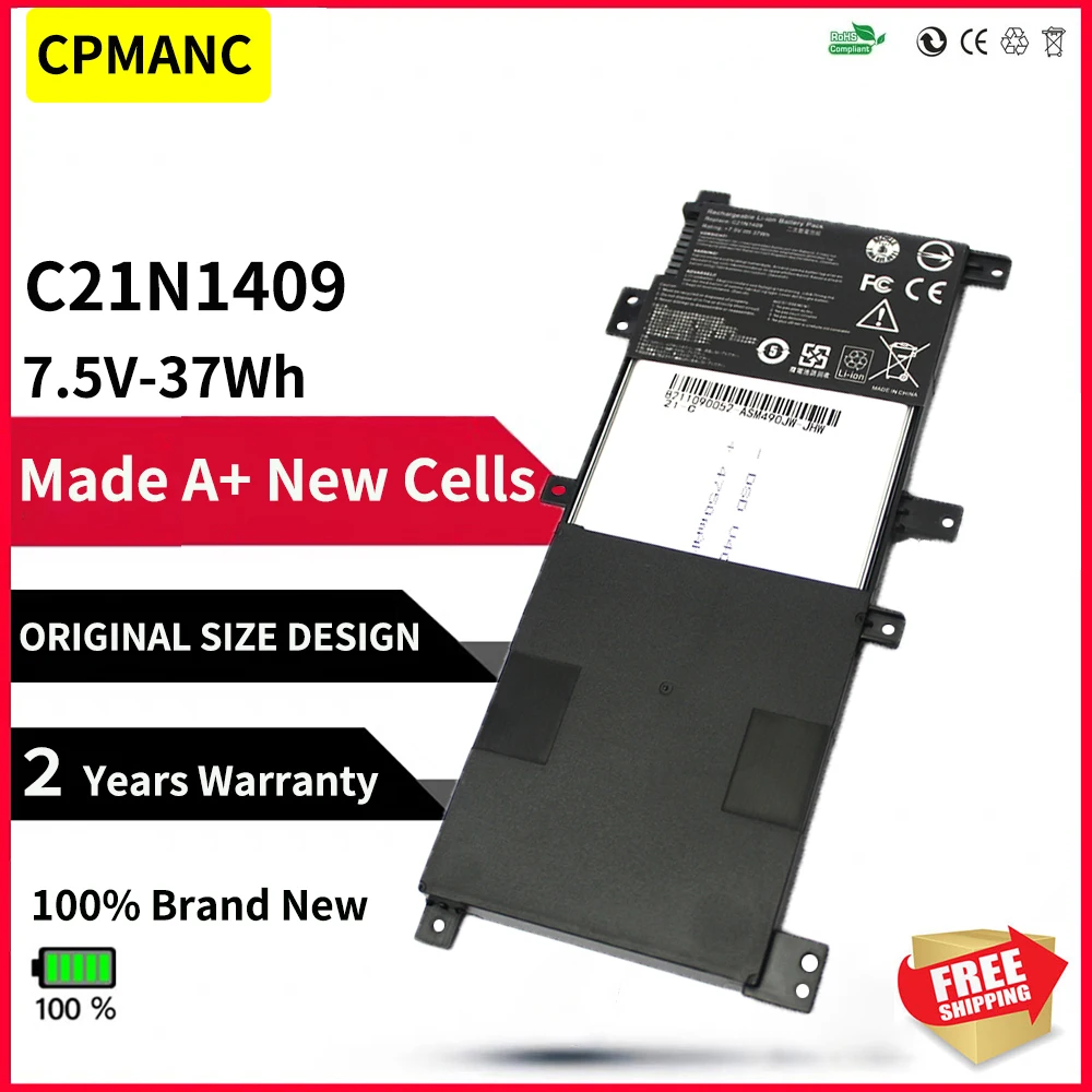 CPMANC Новинка 7,5 V 37WH C21N1409 Аккумулятор для ноутбука Asus F450LD4210 F455L F455LD X455LB X455LF C21N1409 PP21AT149Q-1