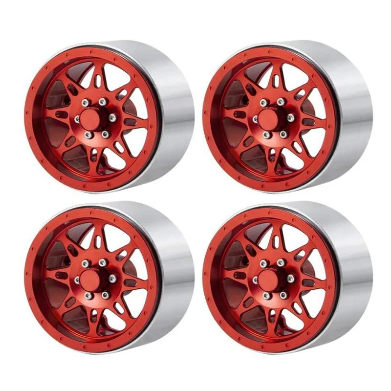 

4 Pcs 2.2 Inch Metal Beadlock Wheel Rims for 1/10 Scale AXIAL SCX10 D90 TRX4 Wraith 90048 RR10 RC Crawler