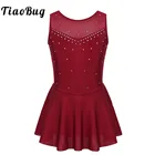 Блестящее женское платье для катания на коньках, детское платье без рукавов для катания на роликах, гимнастические трико, Одежда для танцев
