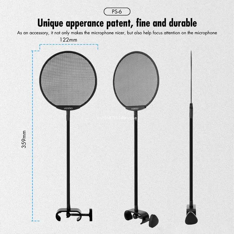 Модернизированная маска-защита микрофона с гибким зажимом на гусиной шее 360° для