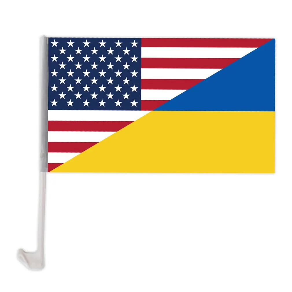 

Ukraine SOS Car Window Flag 30*45cm With Flag Pole Vivid Color And Fade Proof Outdoor Decoration Banner Hand Held Stick Flag