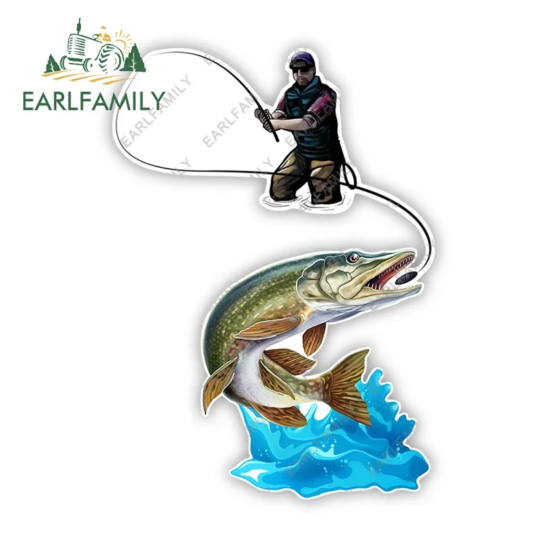 

EARLFAMILY 13 см x 10,1 см для форели, рыбы, автомобильная наклейка, водонепроницаемая наклейка, забавные автомобильные аксессуары, солнцезащитный крем, декор для автофургонов, холодильников