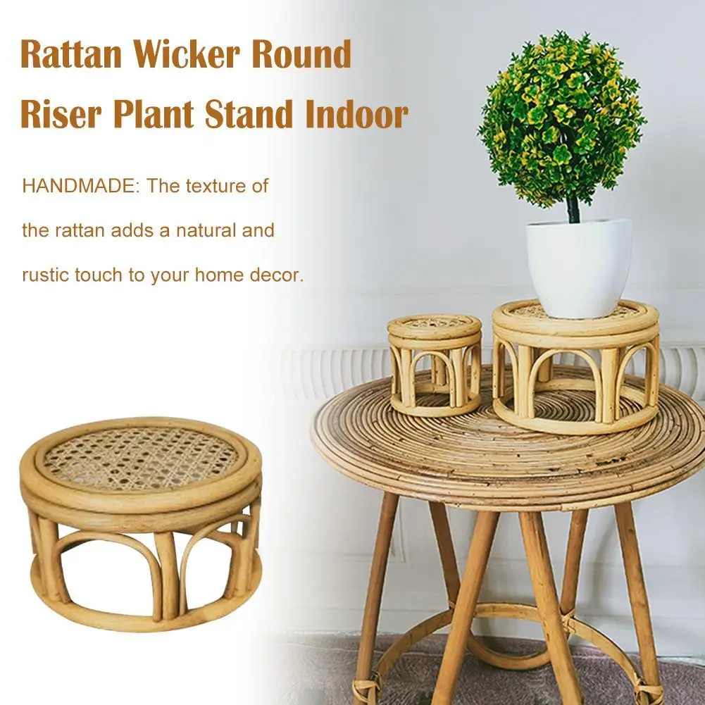 

Rattan Round Riser Plant Stand Rattan Wicker Plant Stand Rattan Material Rattan Indoor Plant Stand For Garden Decoration