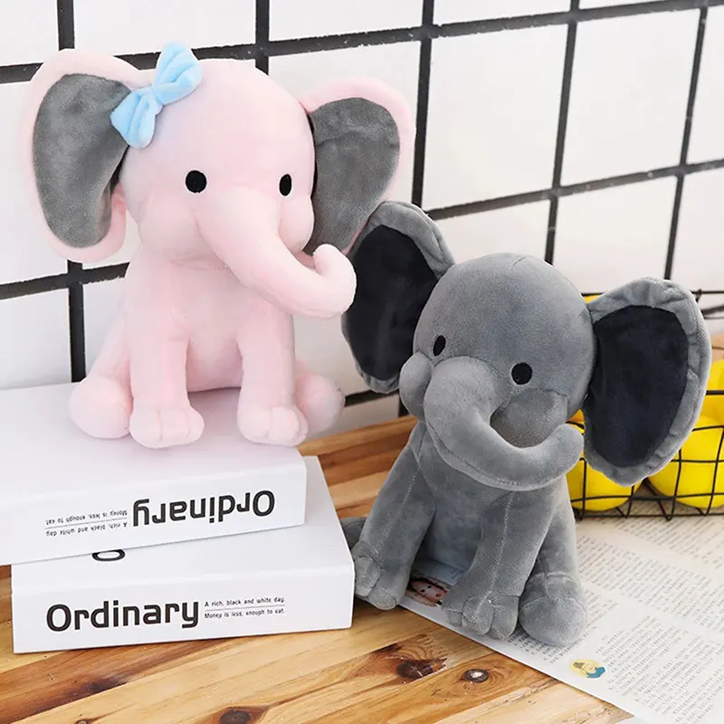 

25cm Cartoon Animal Cute Elephant Present Stuffed Plush Toy Lovely Baby Pink Toys Soft Pillow Christmas For Kids Birthyday Gifts