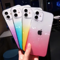 ultra thin colorful gradient clear case for iphone 13 pro max 12 11 x xs xr 7 8 plus se 2020 transparent soft shockproof cover