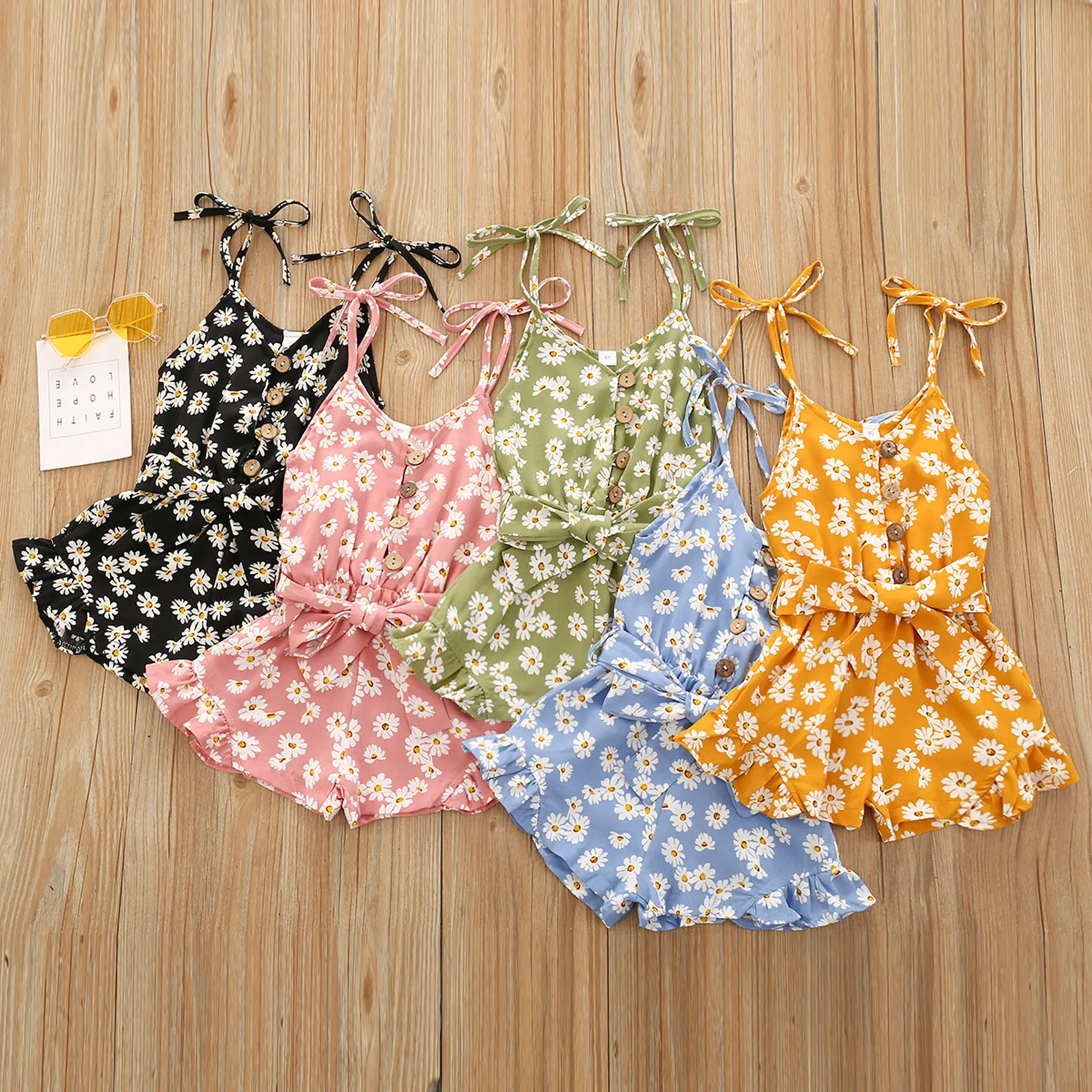 

6M-4Y Summer Toddler Baby Girls Sleeveless Jumpsuit Floral Printed Suspender Romper Jumpsuit Fashion Kids Outfits Girl Clothing