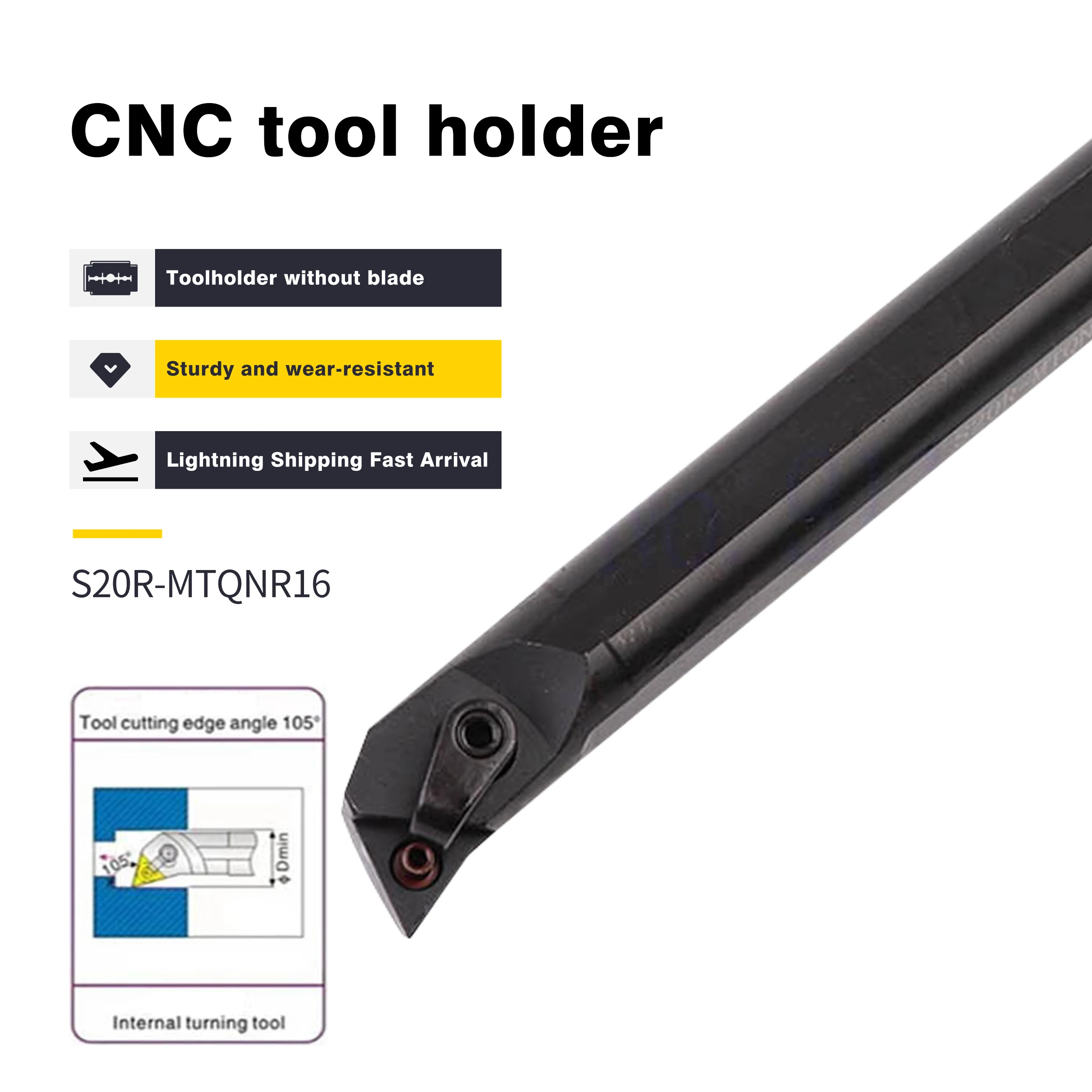 

Boring Bar S16Q-MTQNR16 S20R MTQNR16 S20R-MTQNL16 S25S-MTQNL16 Internal Turning Tool Holder CNC Lathe, For Carbide Insert TNMG16