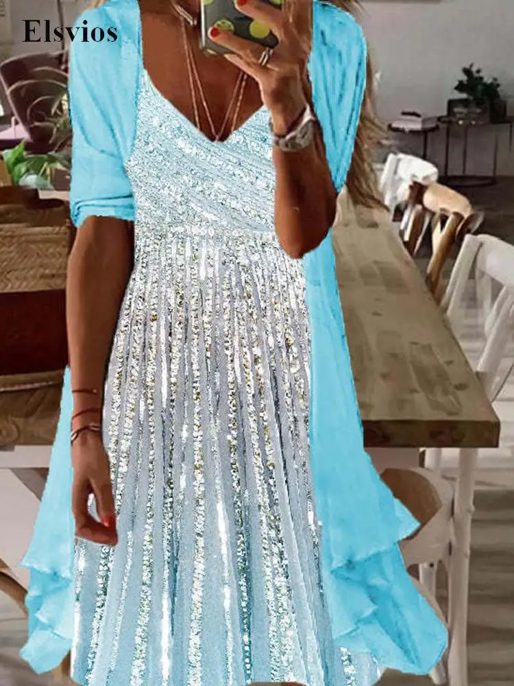 

Solid Fashion Suits Elegant Women Two Piece Dress Outfits Office Lady Long Sleeve Cardigan Shawl And Floral Boho Mini Dress Sets