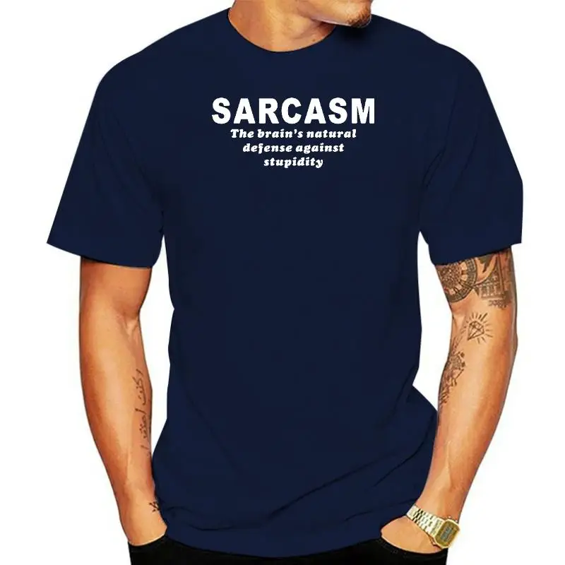 

New Summer Style Sarcasm Brain's Natural Defense Against Stupidity T-shirt Funny T Shirt Men Short Sleeve Top Tees