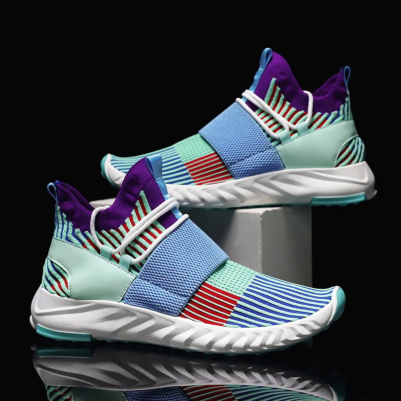

Men Sneakers Spring Summer Fashion Cool Breathable Knit Casual Sport Running Shoes Lightweight Trainers