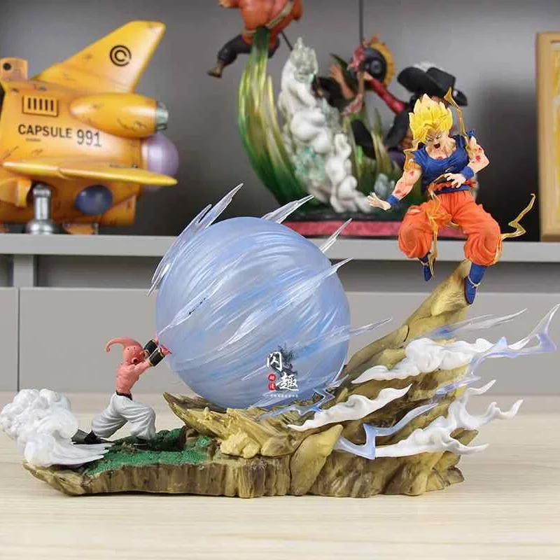 В наличии 19 5 см аниме Dragon Ball Z Majin Buu Vs Son Goku Фигурка Gk Статуя Фигурки ПВХ
