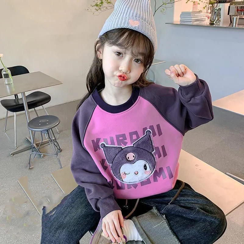

Kawaii Cartoon Sanrio Sweatshirt Kuromi Accessories Cute Anime Padded Children Thickened Winter Clothes Tops Toys for Girls Gift