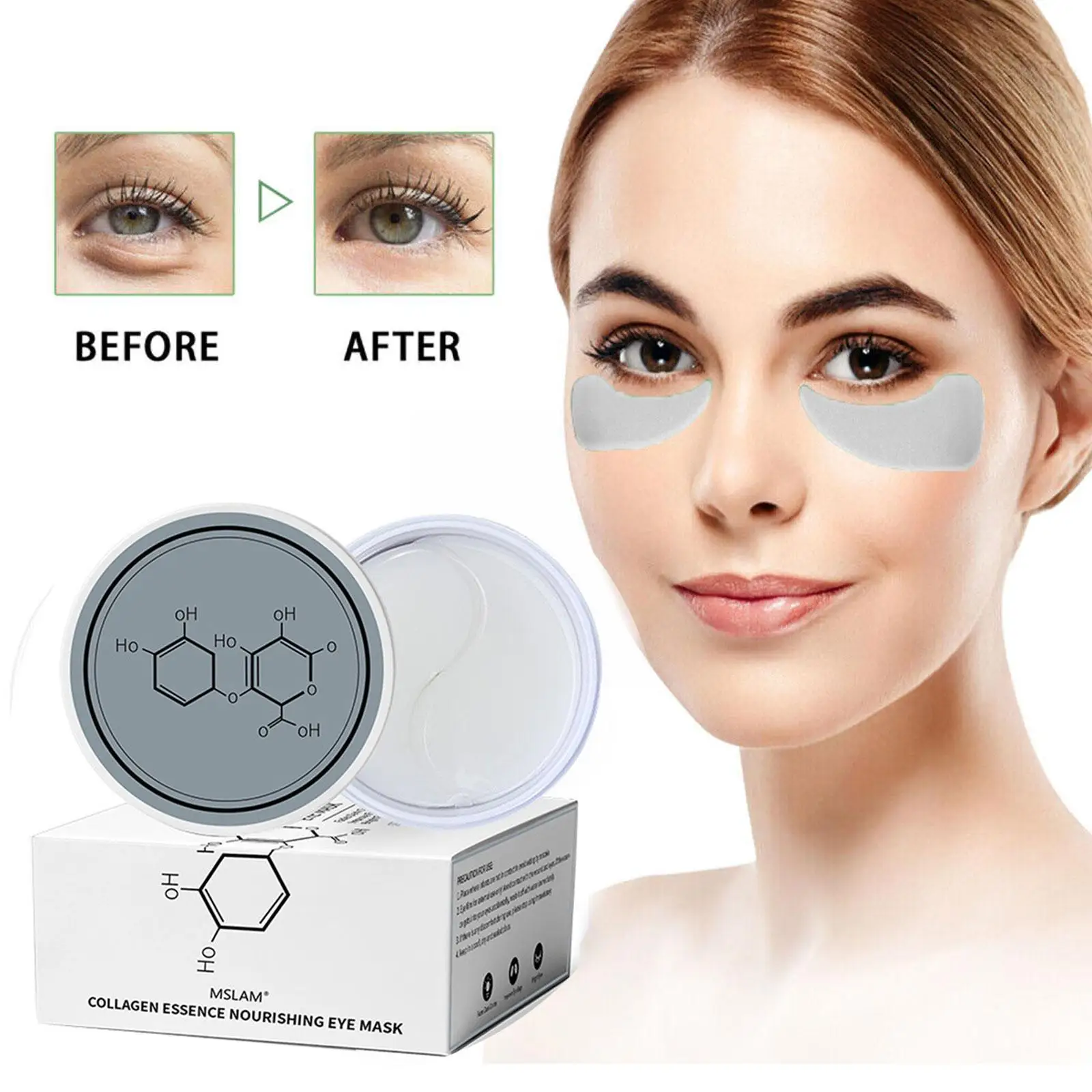 

30Pairs Golden Seaweed Crystal Collagen Eye Masks Moisturizing Aging Gel Dark Eye Remove Circles Anti Anti-Wrinkle Patches C0E1