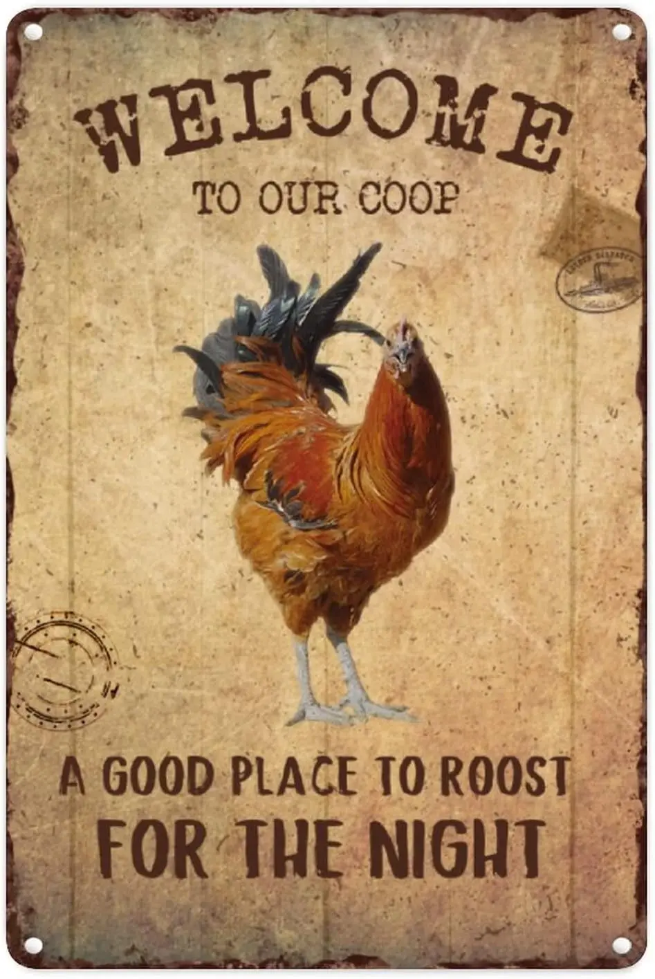 Добро пожаловать Our Coop Good Plce Roost Metl Sgn Wll Chcken nd Rooster ron Pntng Gft Frmer nml Cock 812n Tn для