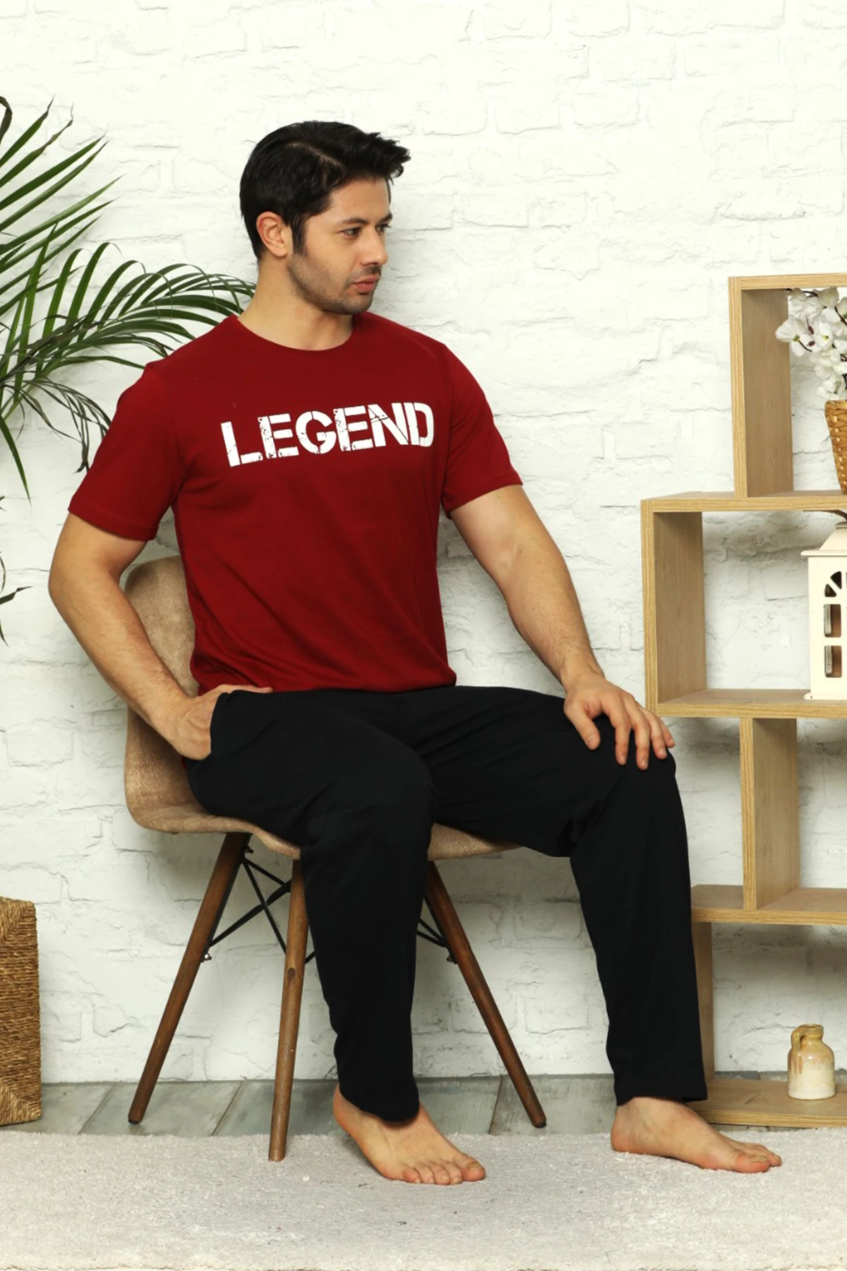 Spring Summer Men's Cotton Pajamas Letter Striped Sleepwear Cartoon Pajama Sets Casual Sleep & Lounge Pyjamas Plus Size 2XL Pajamas