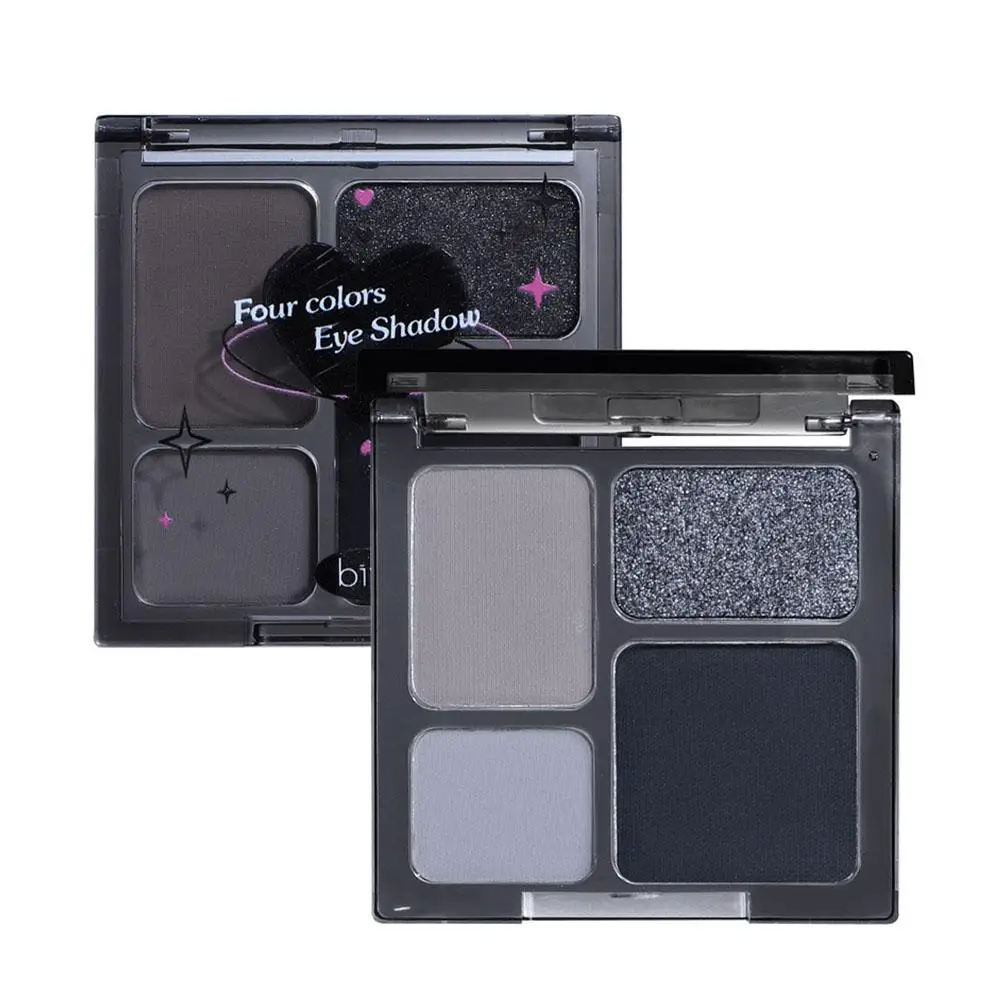 Палитра теней для век синие фиолетовые дымчатые тени косметика 4 цвета блестящие