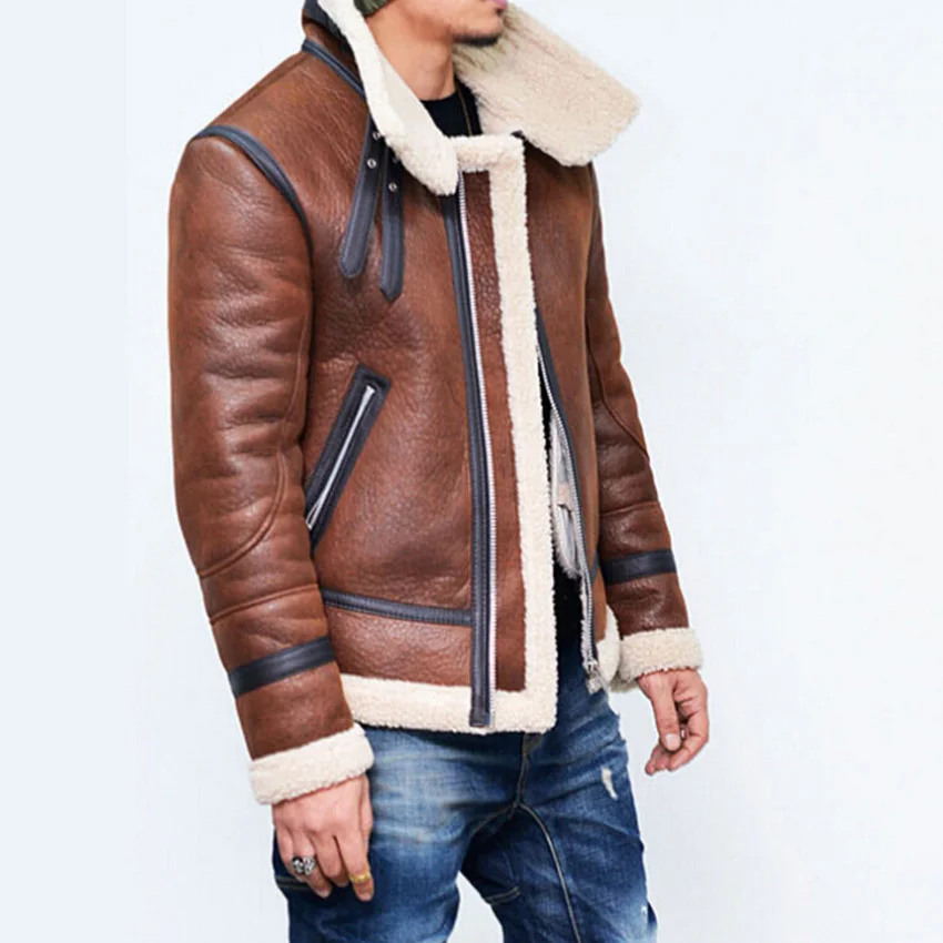 Brand Men PU Coat Male Thick Warm Wool Liner Motorcycle Leather Jacket Jaqueta De Couro Masculino