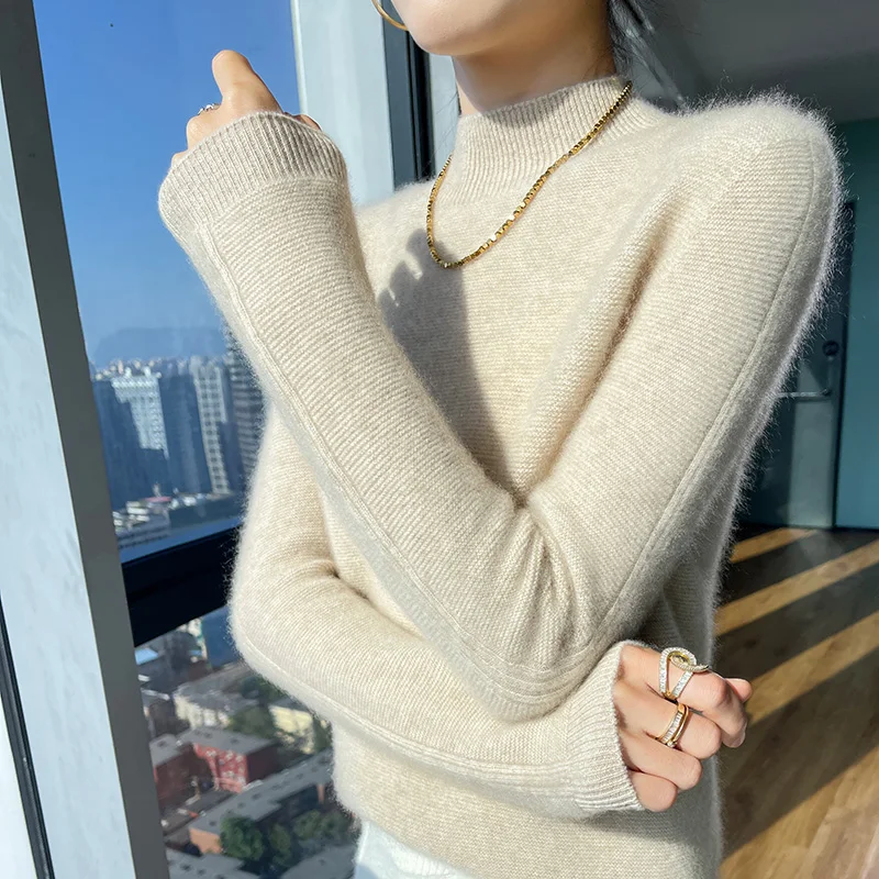 Свитер из чистой шерсти свитер с полувысоким воротом Женский пуловер