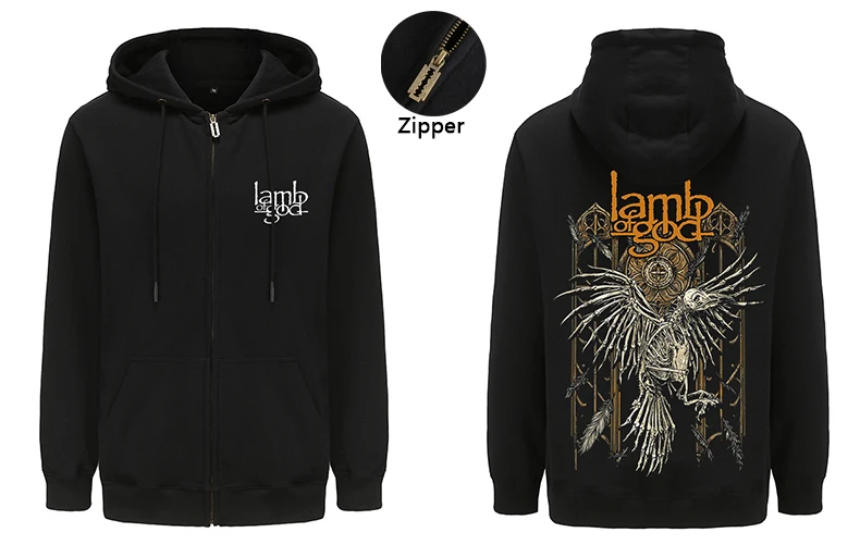Мужские толстовки на молнии с изображением ягненка Бога рок-группы Повседневная