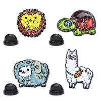 cartoon cute animal brooch alpaca lion turtle brooch corsage for women kids dripping oil brooches collar pin accessories