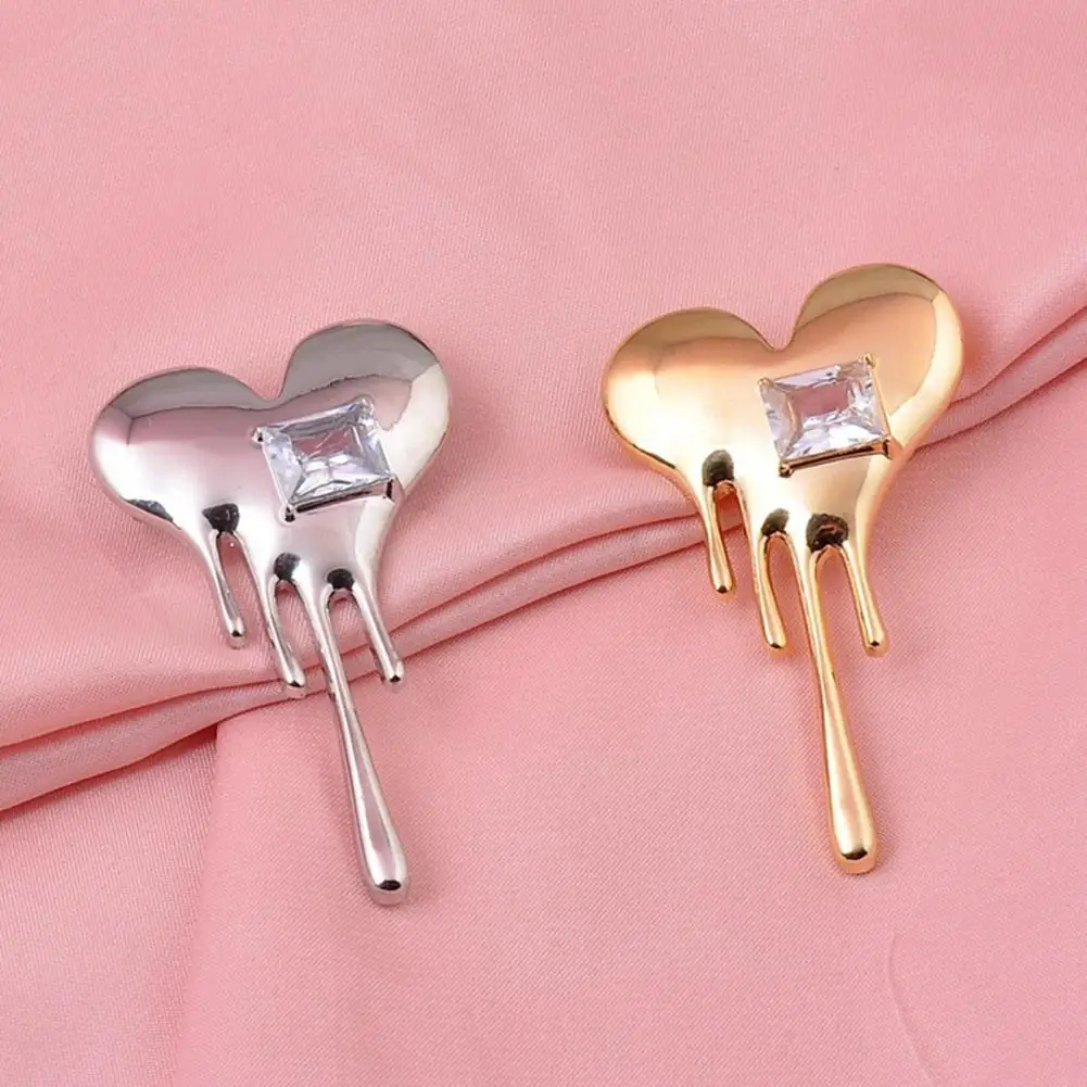 

Mini Exquisite Lapel Pin Gift Heart Shaped White Cubic Zirconia Brooch Pin Costume Accessories