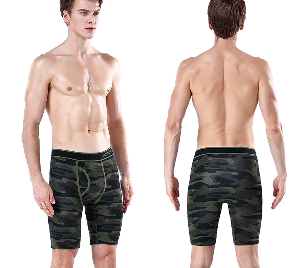 Трусы-боксеры мужские длинные хлопковые дышащее нижнее белье пикантные с