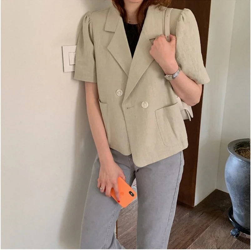 Женский офисный блейзер с рукавами-фонариками |