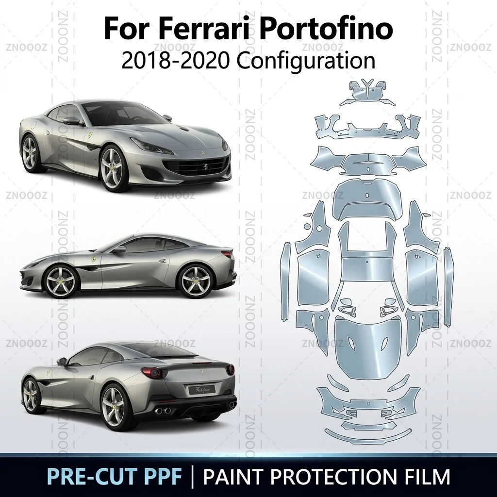 Фото Защитная пленка PPF для Ferrari Portofino 2018-2020, предварительно вырезанная, из ТПУ, самовосстанавливающаяся, для всего автомобиля, глянцевая, прозрачная, матовая, черная №1