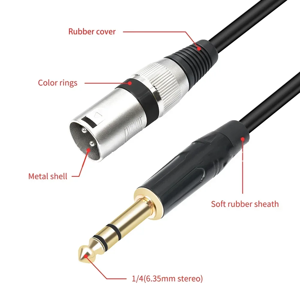 Kabel audio stereo TRS męski kabel mikrofon utleniający opakowanie zawartość części nazwa wsparcie zasilania przeciwzakłóceniowe